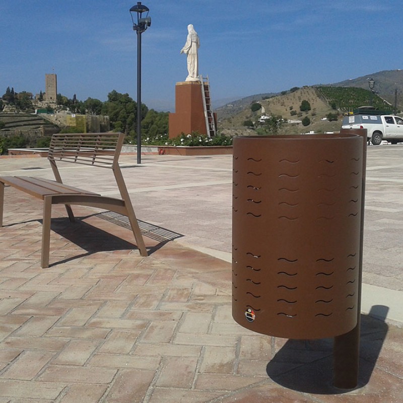 Paperera urbana imitació corten Vélez Màlaga